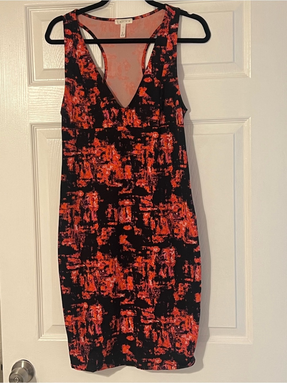 Leith Black and Red Abstract Print Mini Dress